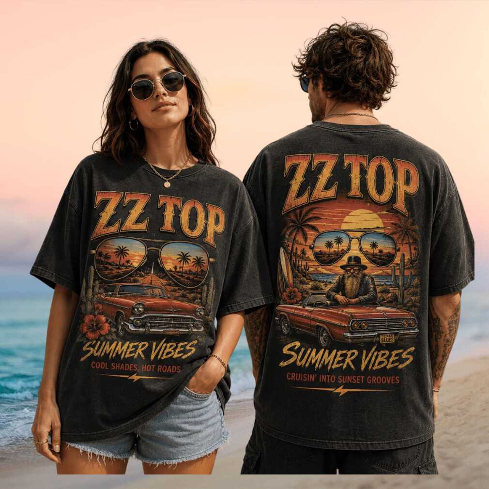 ZZ Top Summer Vibes Vintage Car Sunset Cool Shades Graphic Shirt