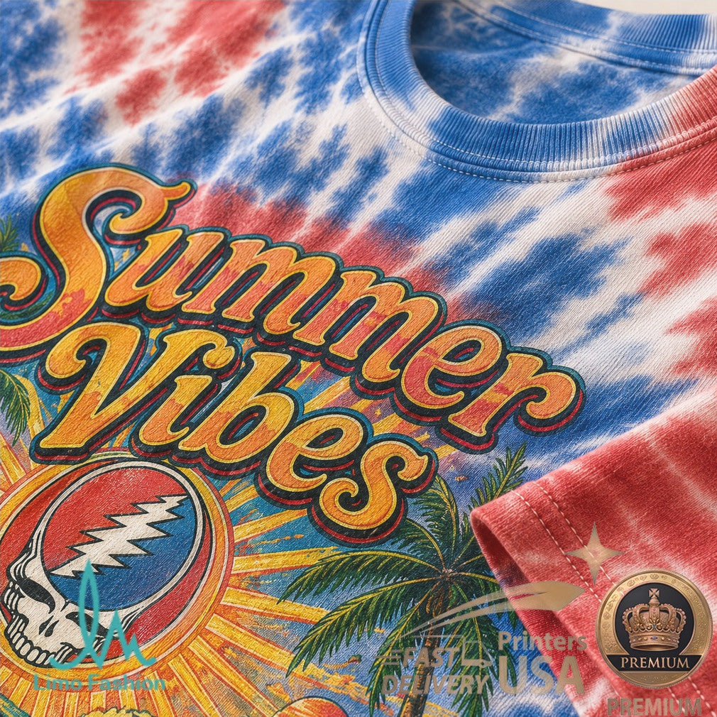 Grateful Dead Summer Vibes Tie Dye Beach Concert Graphic Shirt - Limotees LLC