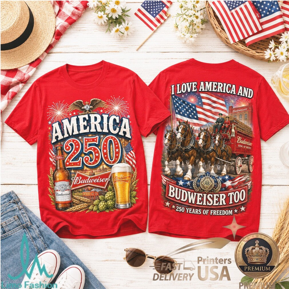 Budweiser America 250 Years 1776 2026 Clydesdales Patriotic Beer Shirt - Limotees LLC