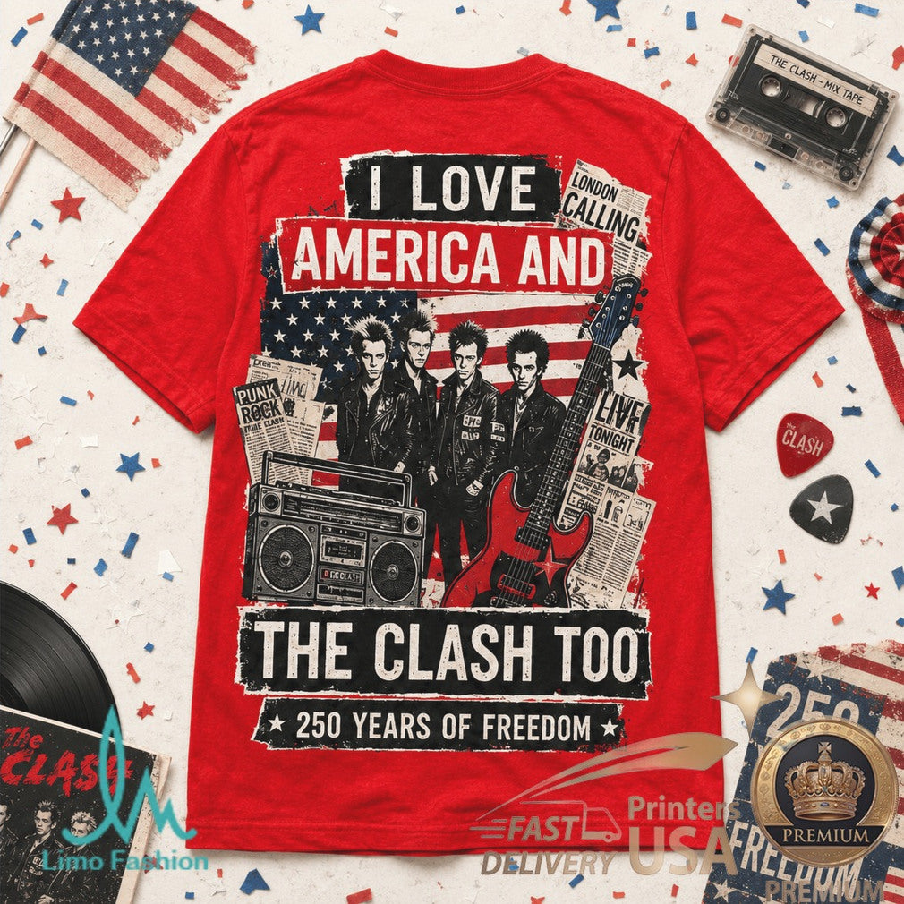 America 250 Years Of Freedom The Clash Punk Rock Concert Shirt - Limotees LLC