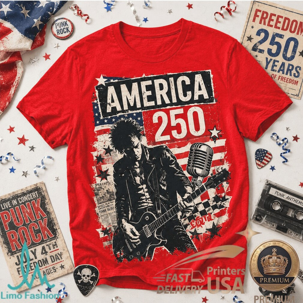 America 250 Years Of Freedom The Clash Punk Rock Concert Shirt - Limotees LLC