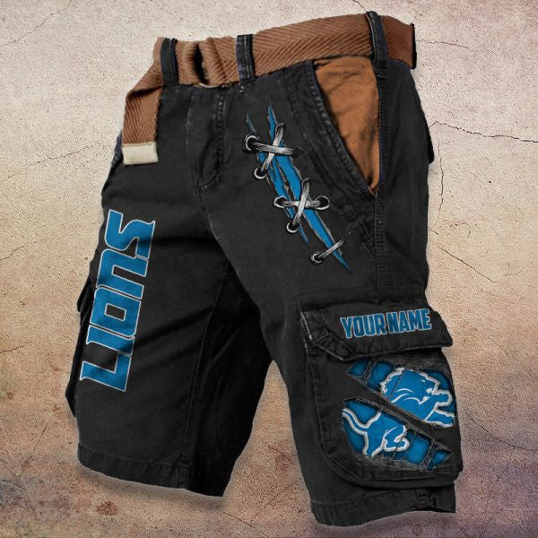 Detroit Lions Pocket Print Cargo Shorts (Belt Not Included) S9MCS140