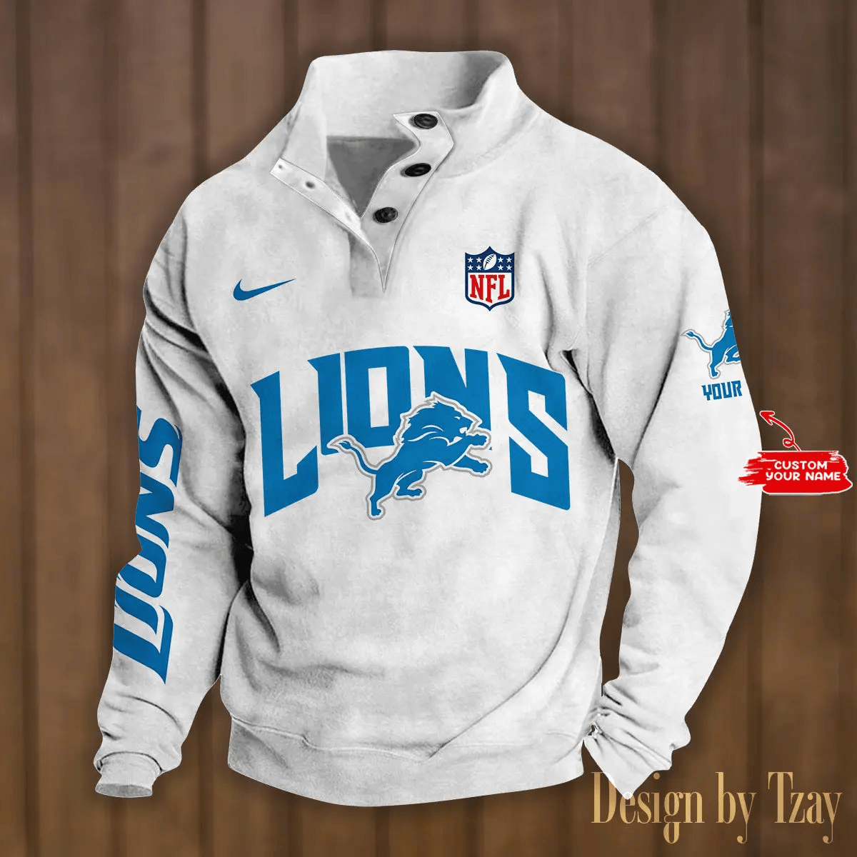Detroit Lions Premium Stand-Collar Game-Day Pullover - Engineered Warmth & Personalized Name S9DBSCH043