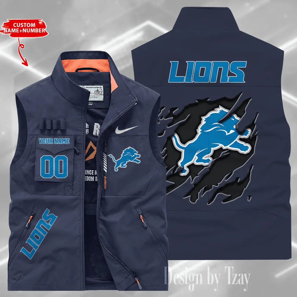 Detroit Lions Sleeveless Jacket Multicolor S9SLJK076