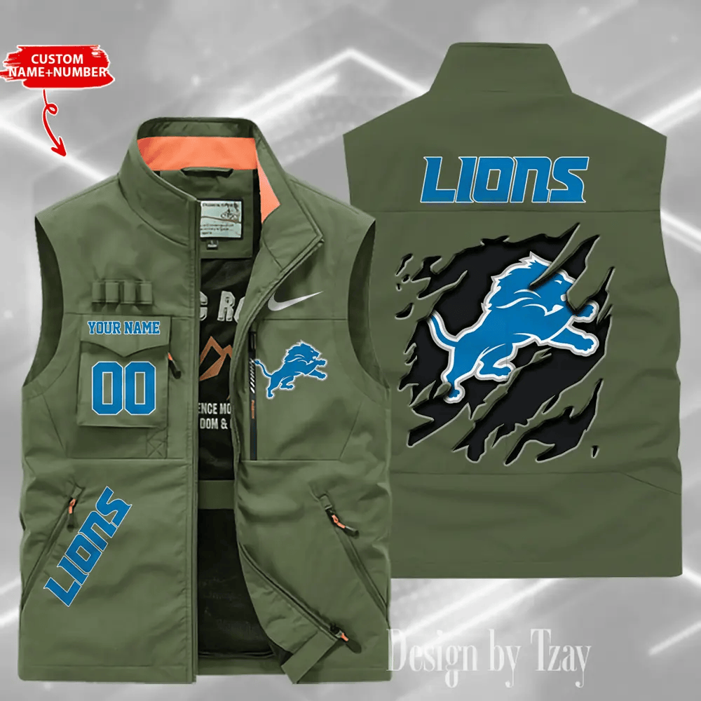 Detroit Lions Sleeveless Jacket Multicolor S9SLJK076