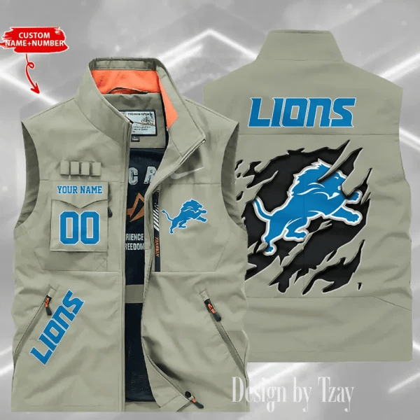 Detroit Lions Sleeveless Jacket Multicolor S9SLJK076