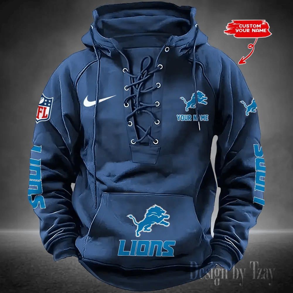 SPTS9HLUH075-Detroit Lions Men's Hooded Lace-up Hoodie