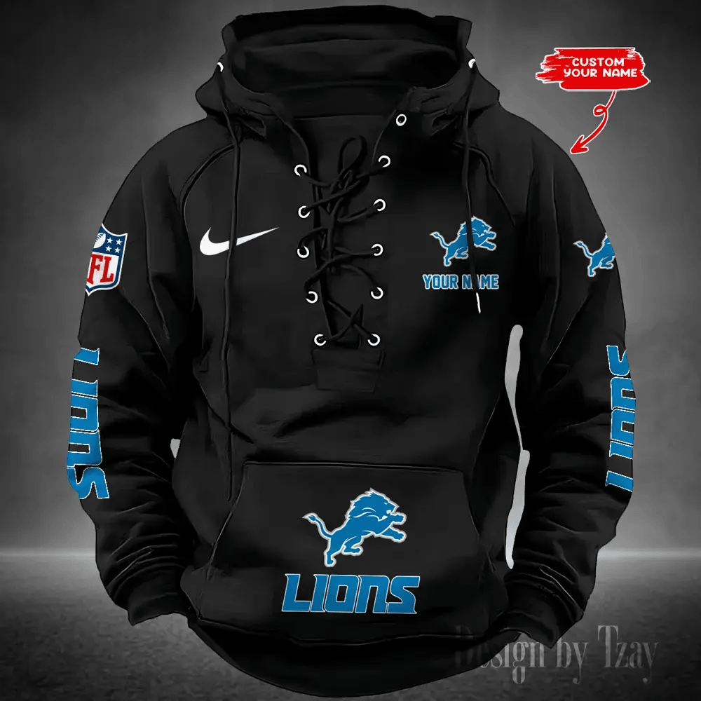 SPTS9HLUH075-Detroit Lions Men's Hooded Lace-up Hoodie