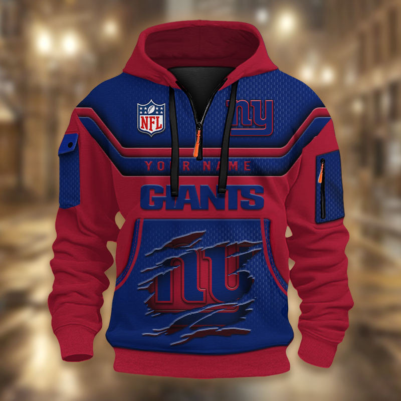 New York Giants DMHT2381 3D Half-zip Hoodie