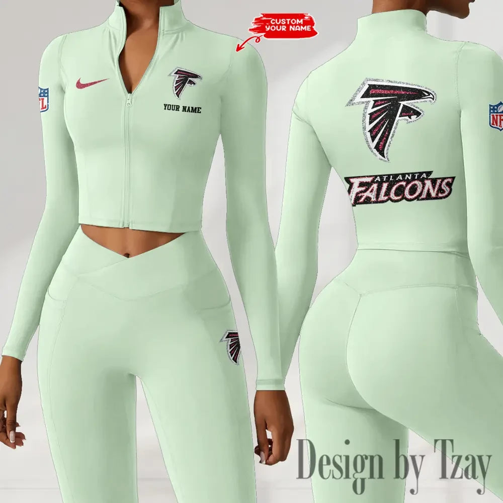 Atlanta Falcons Zipper Sports Top Women Gym Long Sleeve for Fitness SPTZSTW103