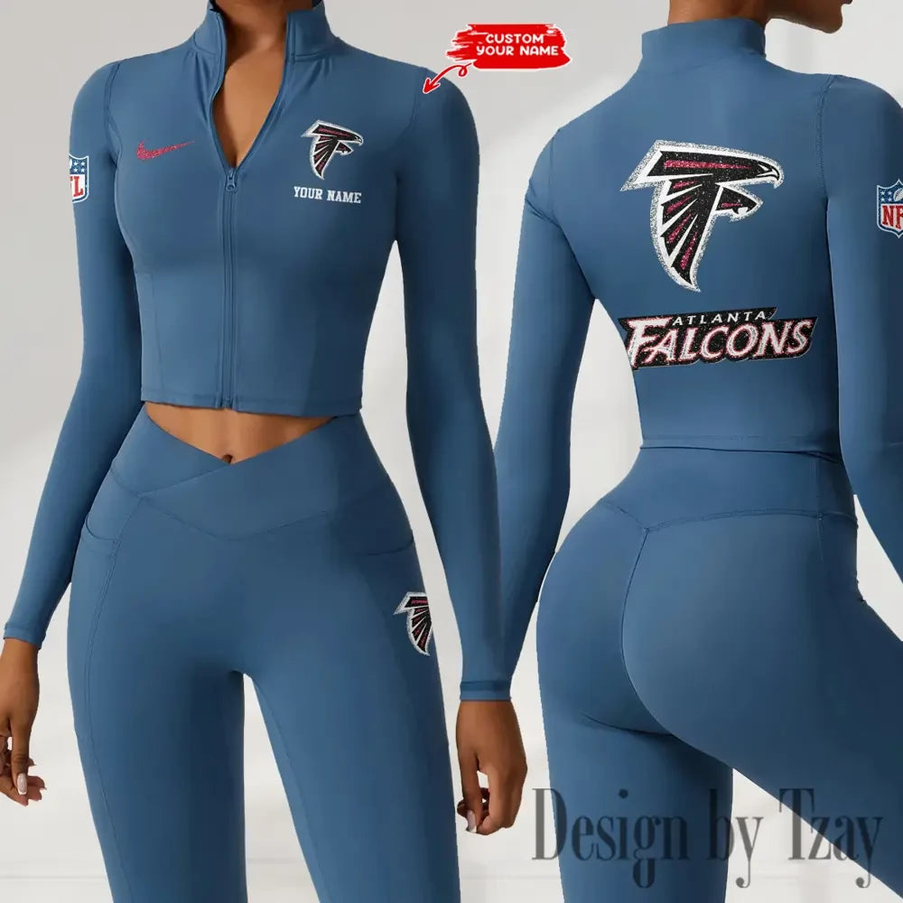 Atlanta Falcons Zipper Sports Top Women Gym Long Sleeve for Fitness SPTZSTW103
