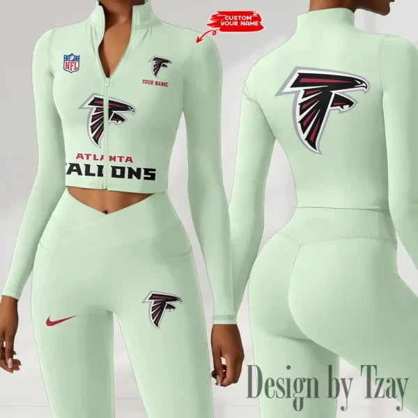 Atlanta Falcons Zipper Sports Top Women Gym Long Sleeve for Fitness SPTZSTW034