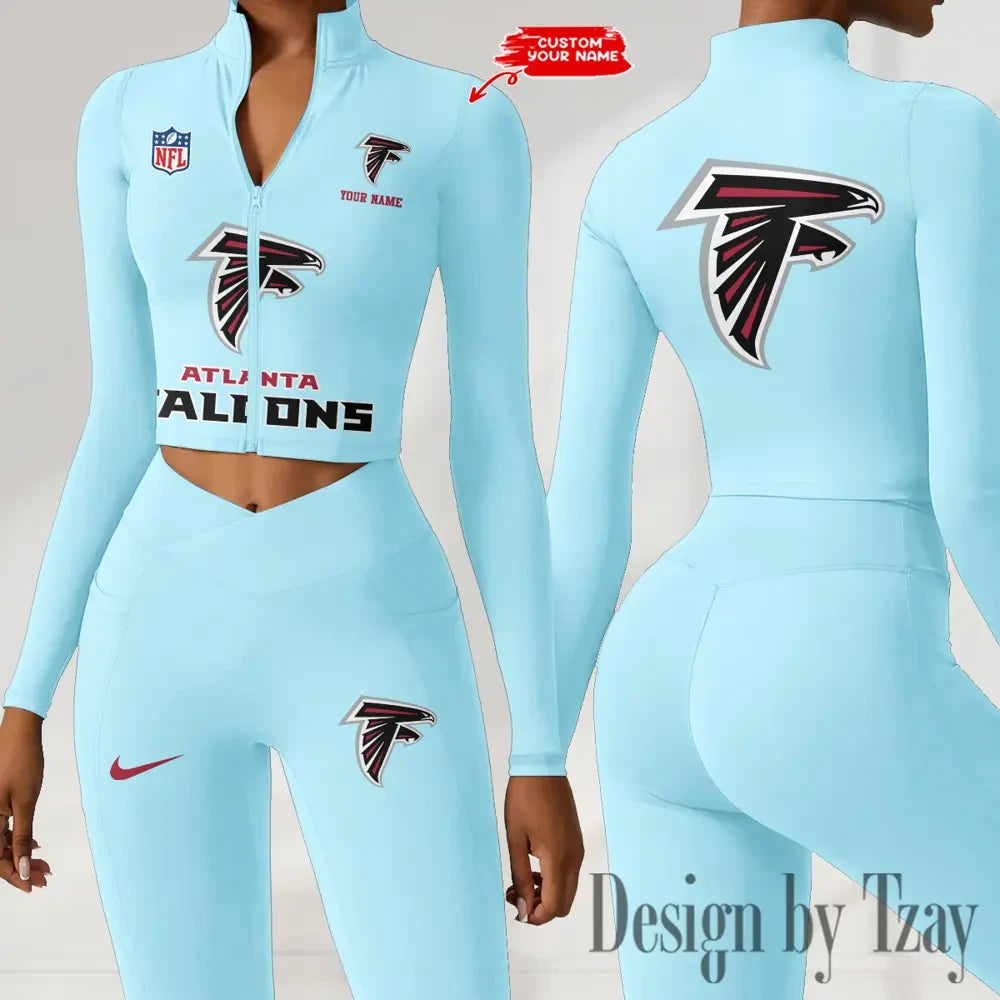 Atlanta Falcons Zipper Sports Top Women Gym Long Sleeve for Fitness SPTZSTW034