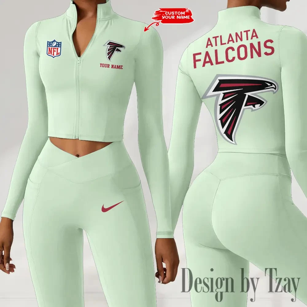 Atlanta Falcons Zipper Sports Top Women Gym Long Sleeve for Fitness SPTZSTW098
