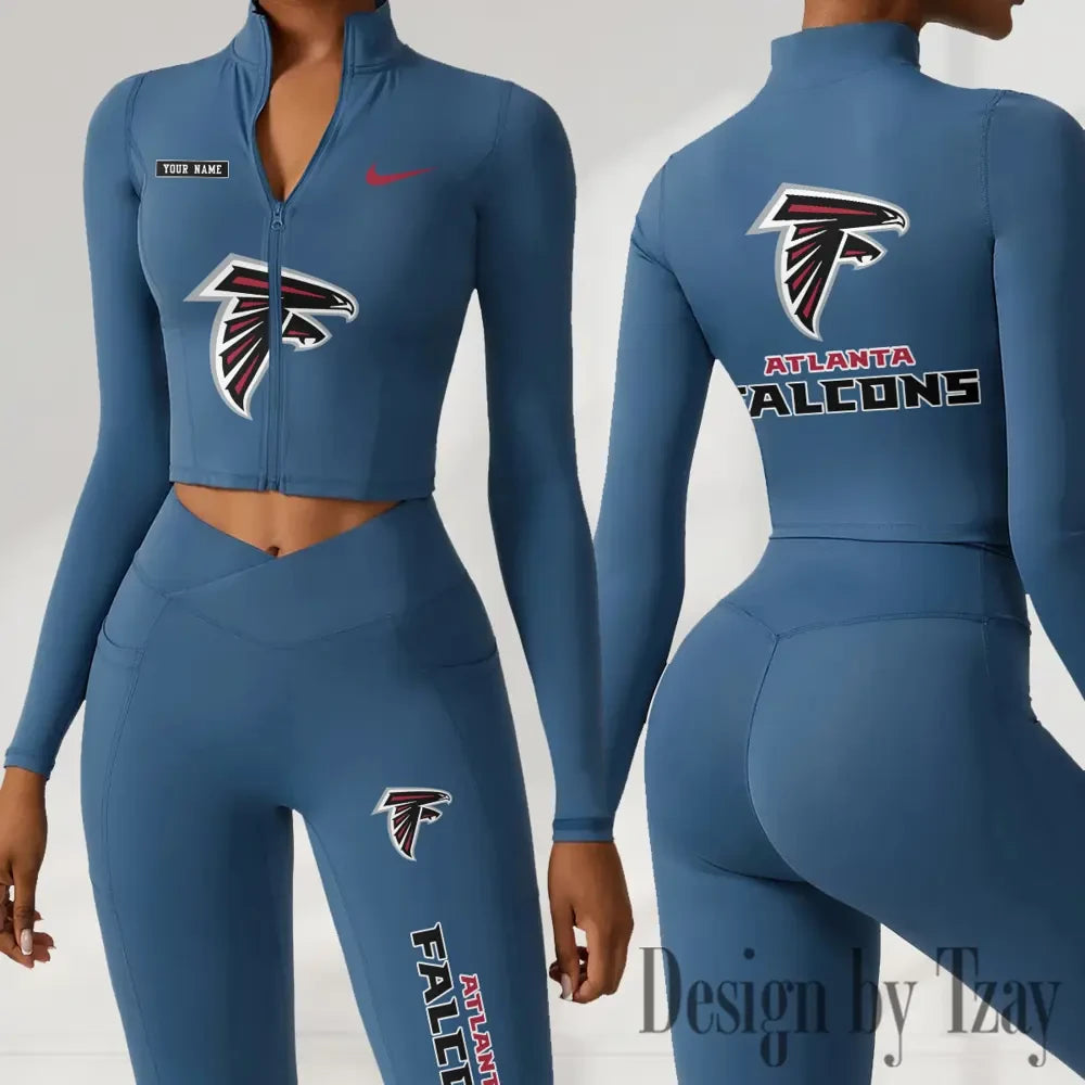 Atlanta Falcons Women Activewear Set 2 Piece Crop Jacket and High Waist Leggings SPTZSTW264