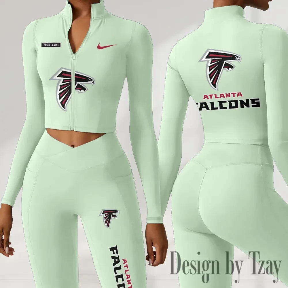 Atlanta Falcons Women Activewear Set 2 Piece Crop Jacket and High Waist Leggings SPTZSTW264