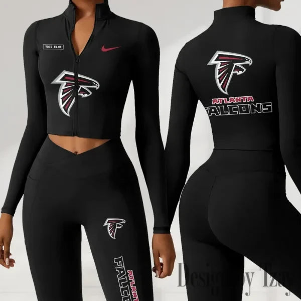 Atlanta Falcons Women Activewear Set 2 Piece Crop Jacket and High Waist Leggings SPTZSTW264