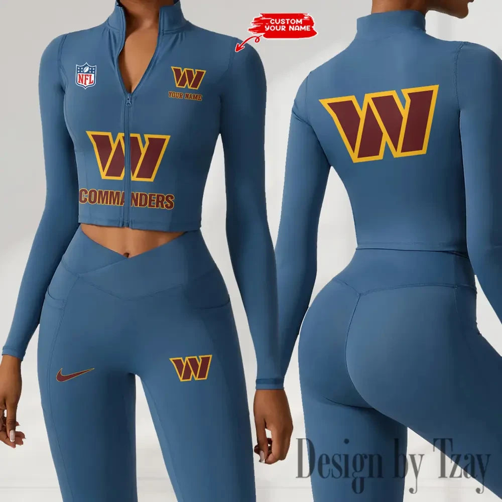 Washington Commanders Zipper Sports Top Women Gym Long Sleeve for Fitness SPTZSTW064
