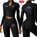 New York Giants Women Activewear Set 2 Piece Crop Jacket and High Waist Leggings SPTZSTW254