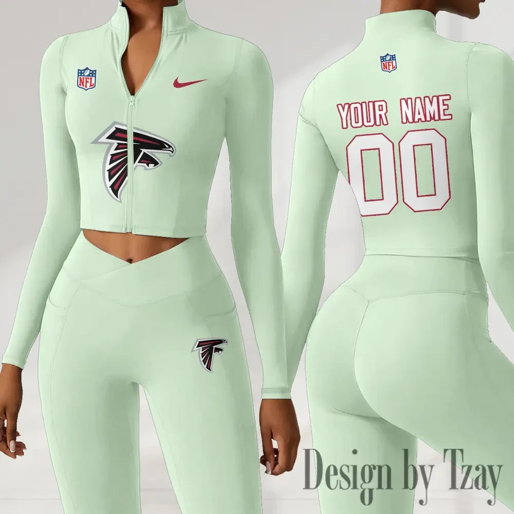 Atlanta Falcons Women Activewear Set 2 Piece Crop Jacket and High Waist Leggings SPTZSTW200