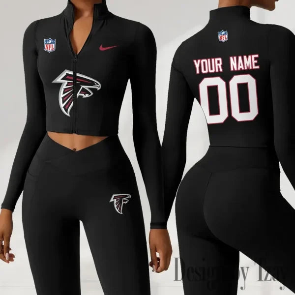 Atlanta Falcons Women Activewear Set 2 Piece Crop Jacket and High Waist Leggings SPTZSTW200