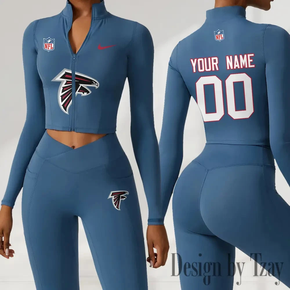 Atlanta Falcons Women Activewear Set 2 Piece Crop Jacket and High Waist Leggings SPTZSTW200