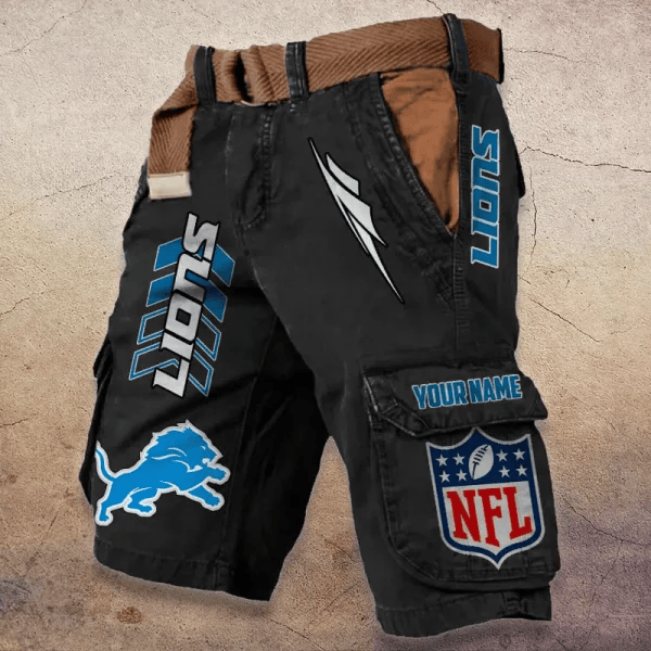 Detroit Lions Pocket Print Cargo Shorts (Belt Not Included) S9MCS281