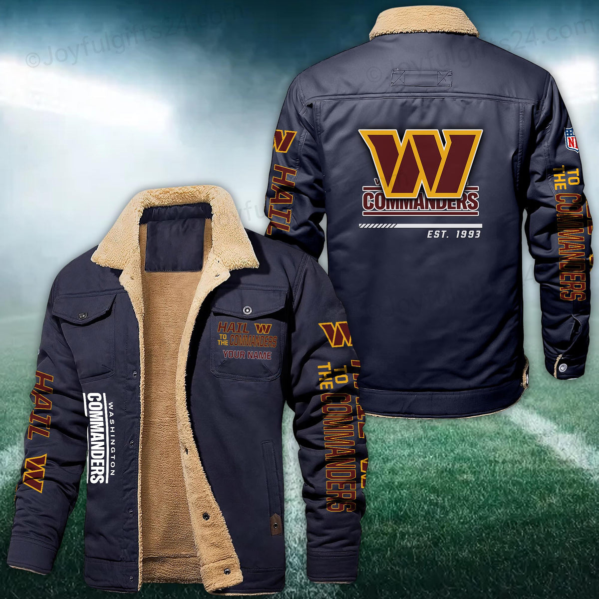 Washington Commanders FLEECE BOMBER JACKET Custom name 10043895N