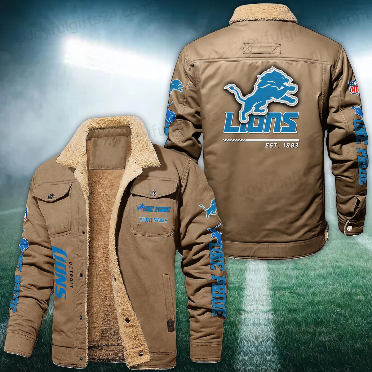 Detroit Lions FLEECE BOMBER JACKET Custom name 10043895N
