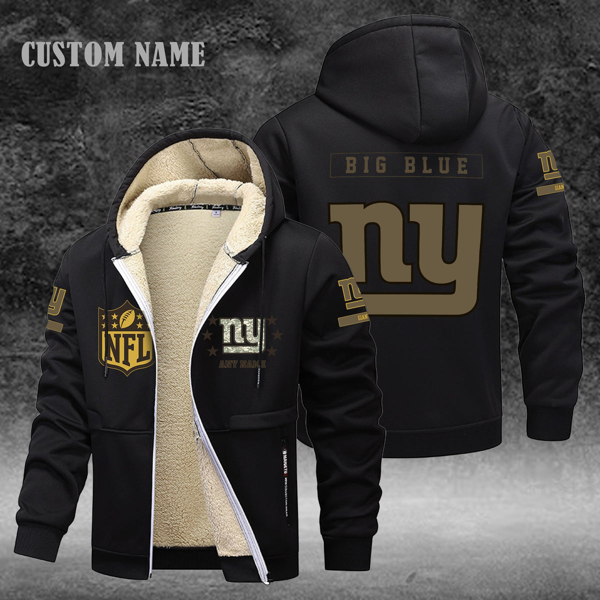 New York Giants NFL-Lamb Fleece Thick Coat- Custom name 10154094N