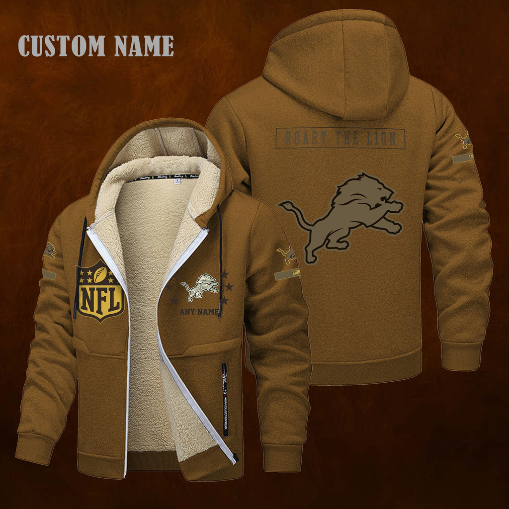 Detroit Lions NFL-Lamb Fleece Thick Coat- Custom name 10154094N