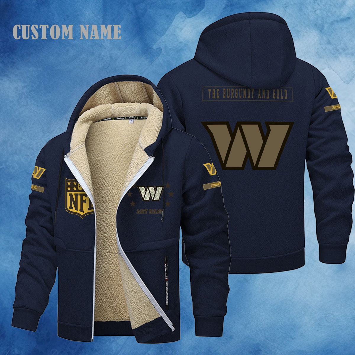 Washington Commanders NFL-Lamb Fleece Thick Coat- Custom name 10154094N