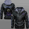 New York Giants HVKC1661 - Premium & Ultra-Thick Leather Jacket with Fleece Hood