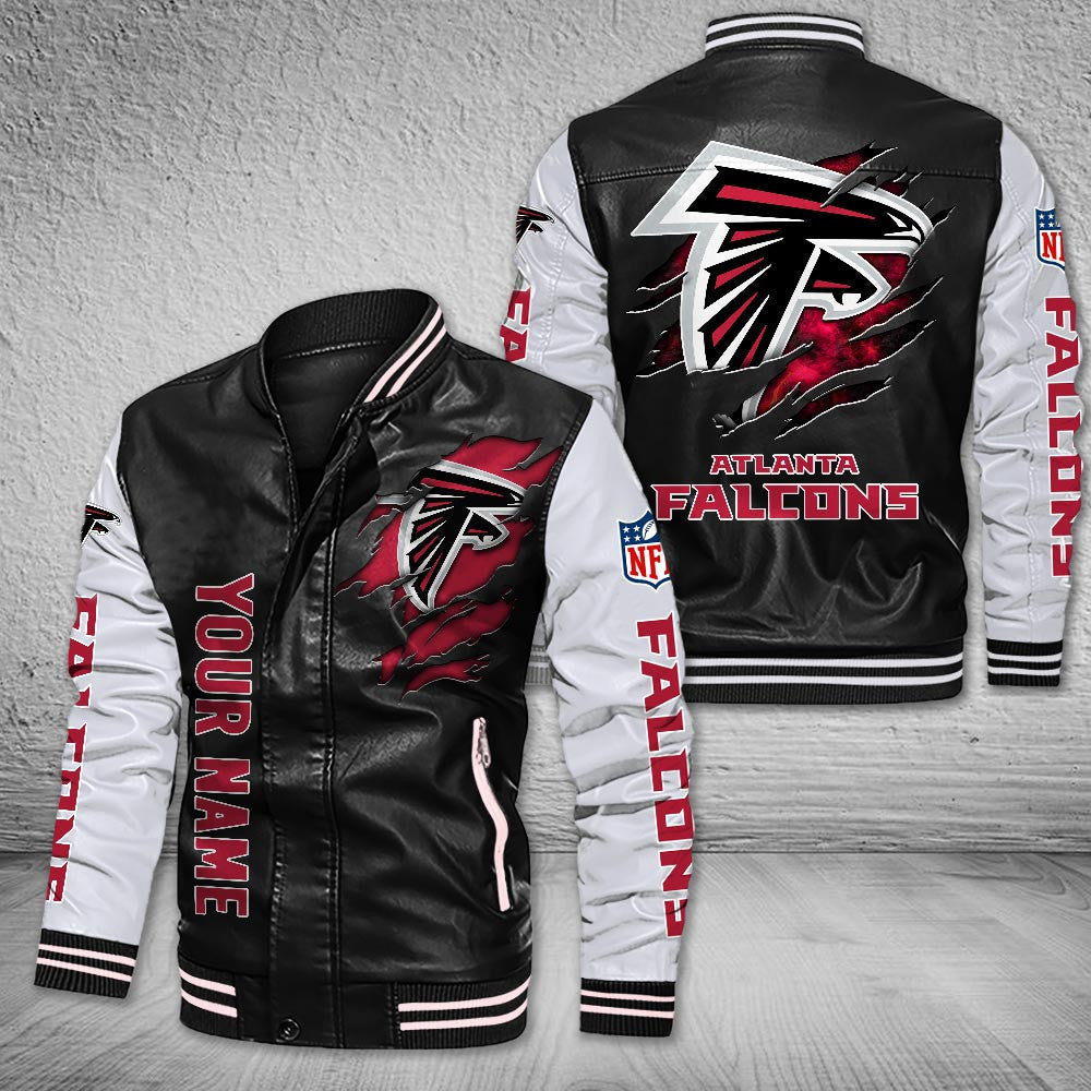 DMHQ0041 Atlanta Falcons Signature Series Leather Jacket — Plush Sherpa Lining