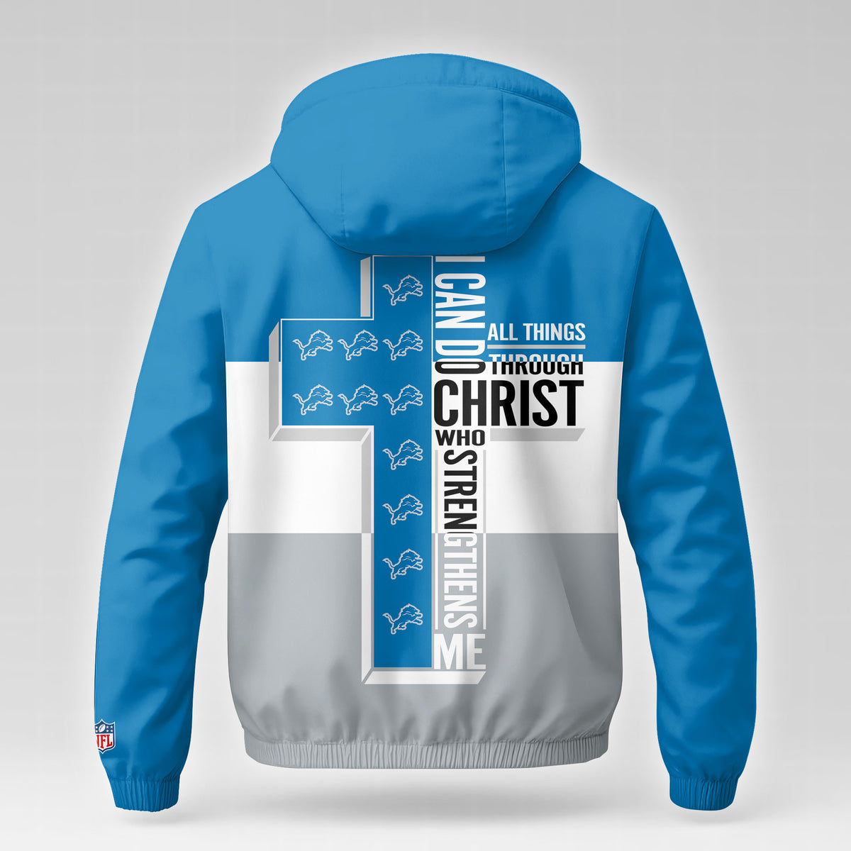 Detroit Lions | Premium NFL Strength Through Christ Windbreaker Jacket NTH1