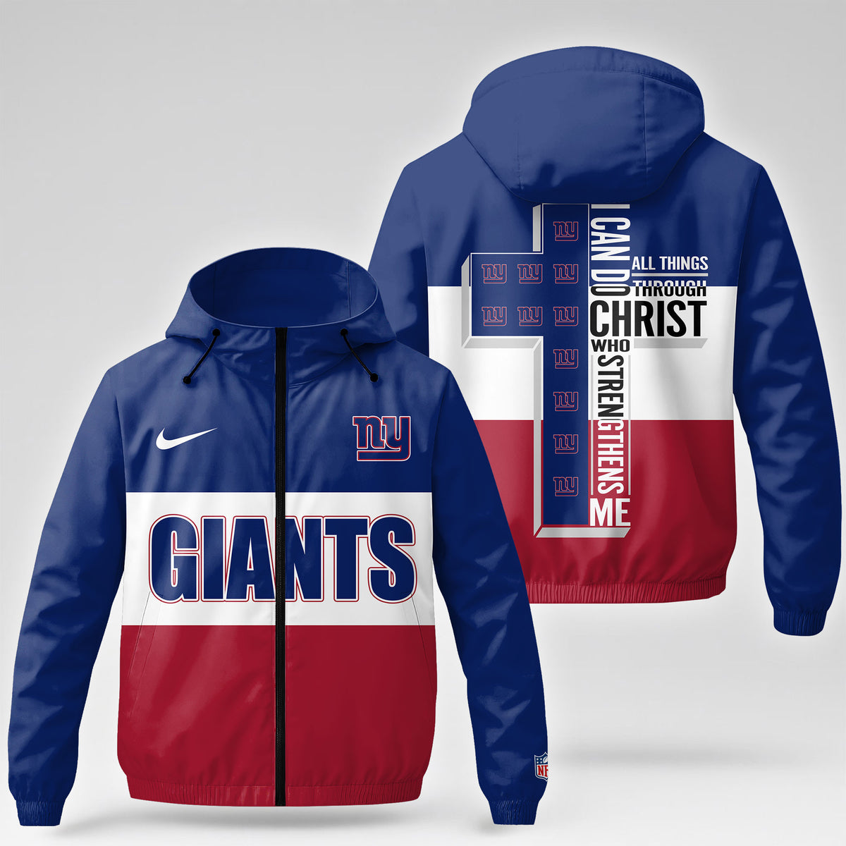 New York Giants | Premium NFL Strength Through Christ Windbreaker Jacket NTH1