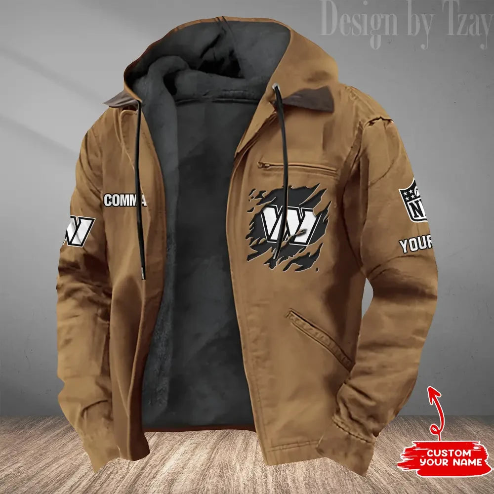 Washington Commanders Men's Casual Padded Jacket Hooded Trending 2026 SPTPJH065
