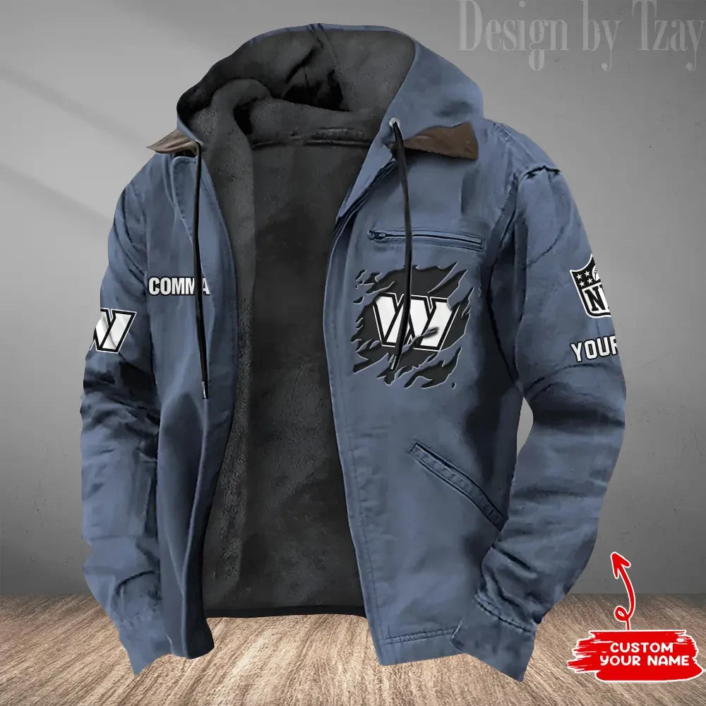 Washington Commanders Men's Casual Padded Jacket Hooded Trending 2026 SPTPJH065