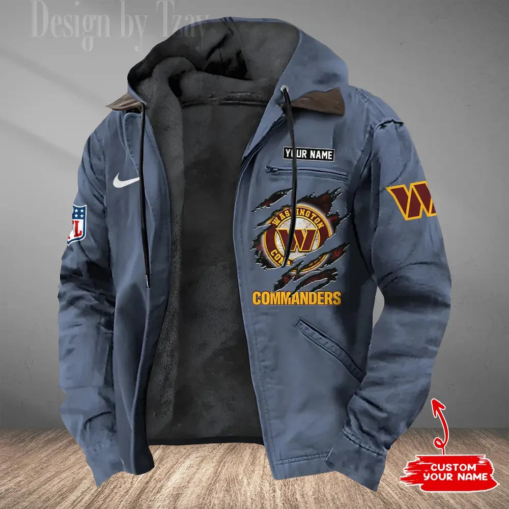 Washington Commanders Men's Casual Padded Jacket Hooded Trending 2026 SPTPJH193
