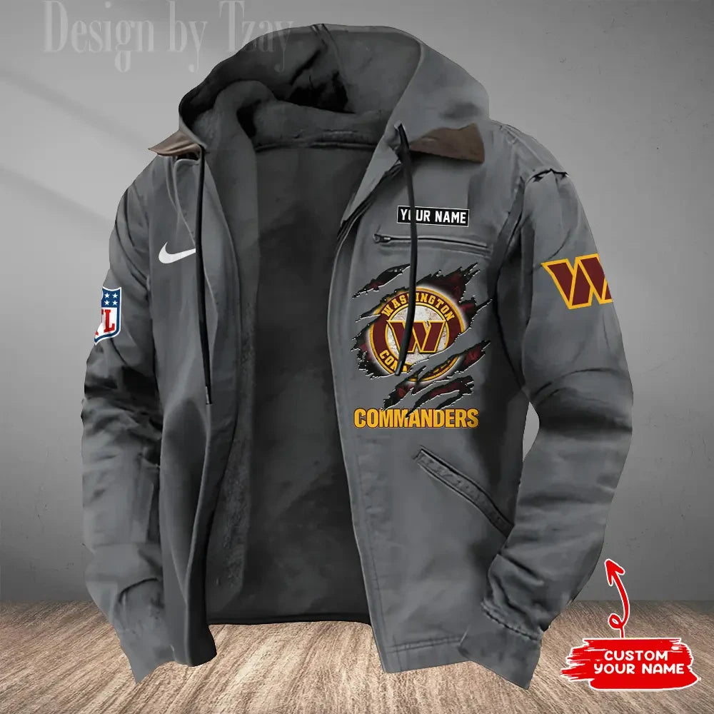 Washington Commanders Men's Casual Padded Jacket Hooded Trending 2026 SPTPJH193