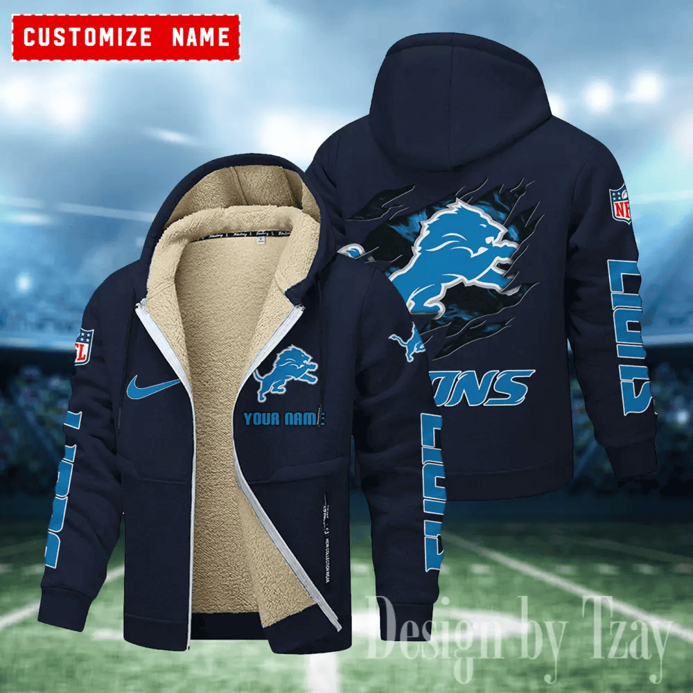 Detroit Lions Hoodies Zip Velvet Coat ANZTZH076