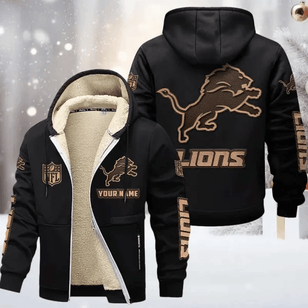 Detroit Lions DMTZ0848 Premium Sherpa-Lined Winter Hoodie – Personalized Edition