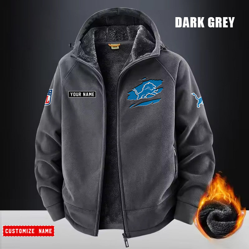 Detroit Lions Fleece Fashion Hooded Jacket Outdoor SPTFFHJ043