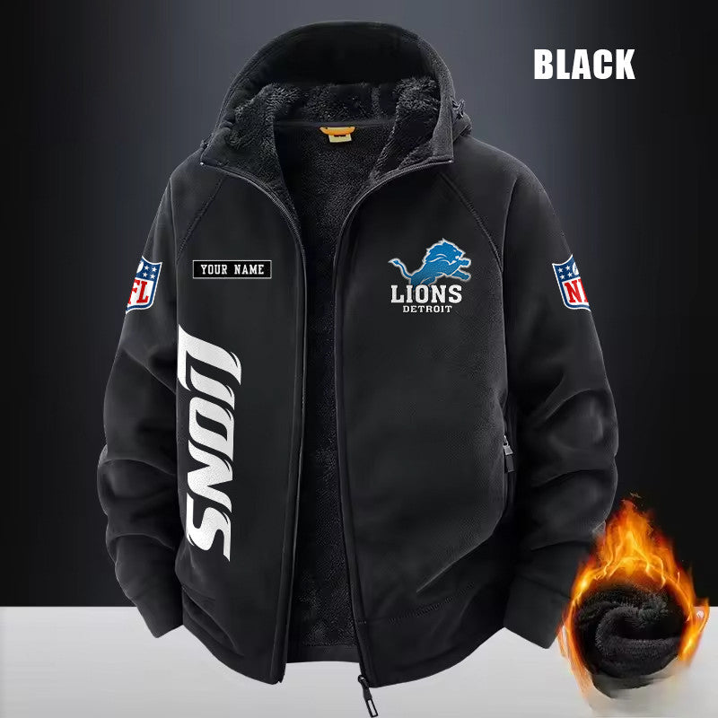 Detroit Lions Fleece Fashion Hooded Jacket Outdoor SPTFFHJ011