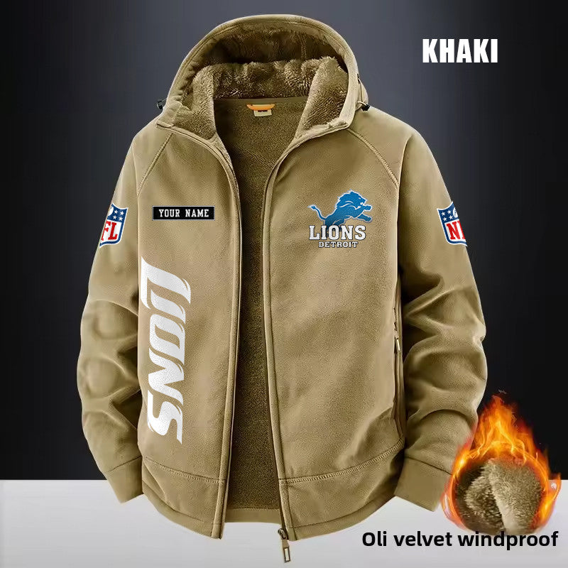 Detroit Lions Fleece Fashion Hooded Jacket Outdoor SPTFFHJ011