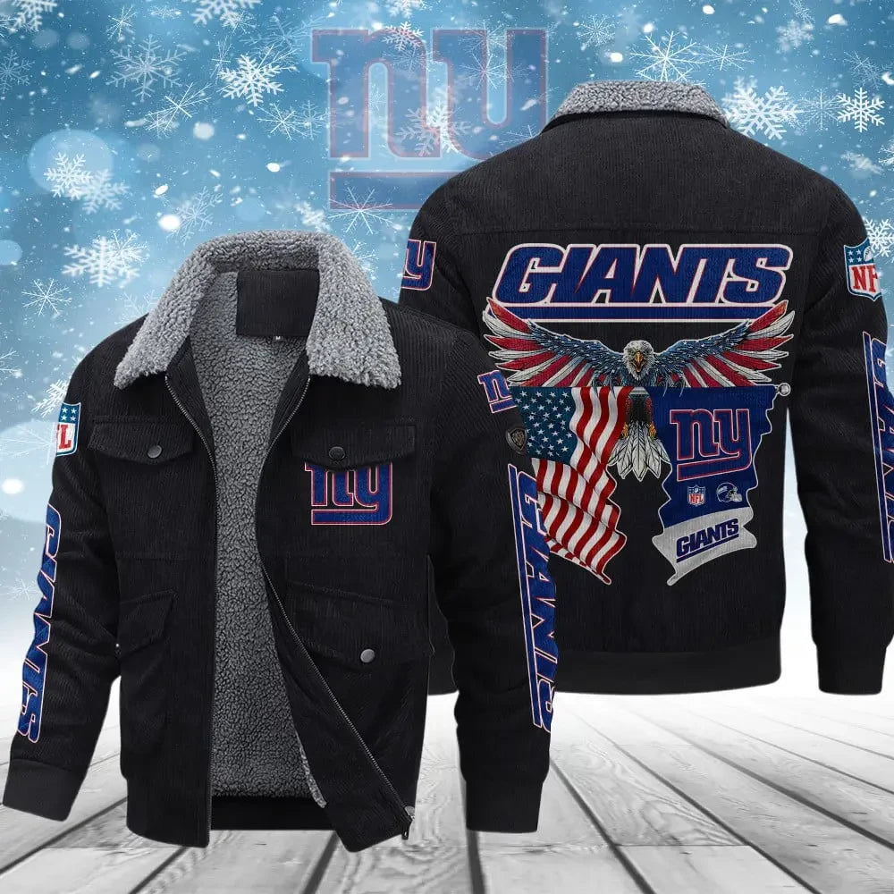 New York Giants VITCJ095 Men’s Thickened Corduroy Jacket