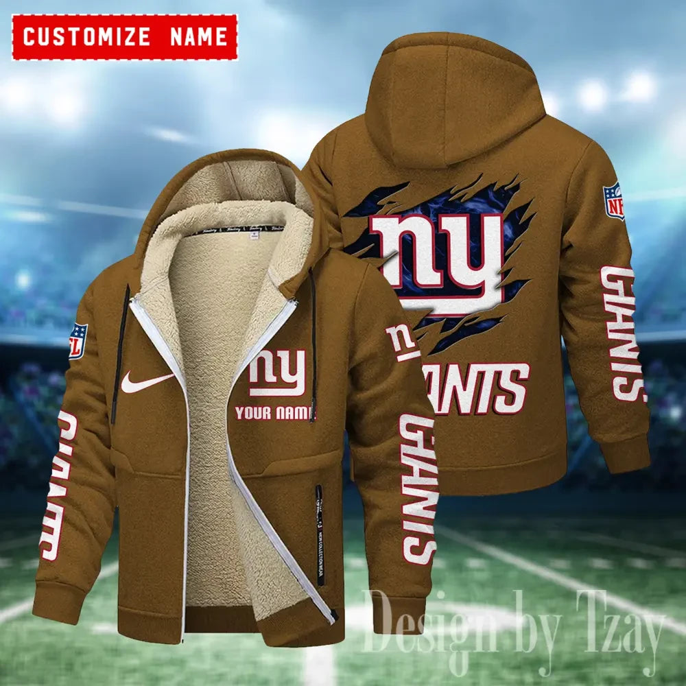 New York Giants Hoodies Zip Velvet Coat AANZTZH089