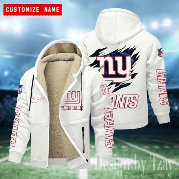New York Giants Hoodies Zip Velvet Coat AANZTZH089
