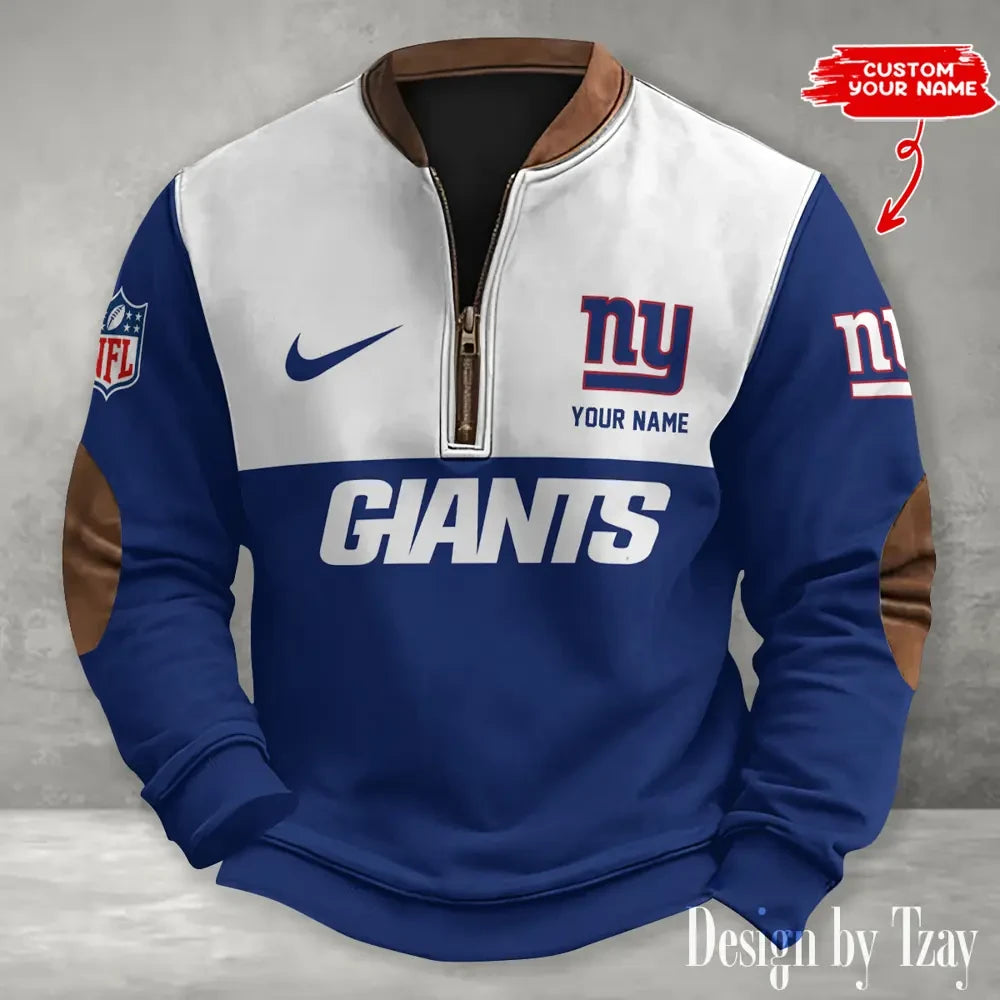 S9MPZNS191-New York Giants Premium Personalized Game-Day Quarter-Zip