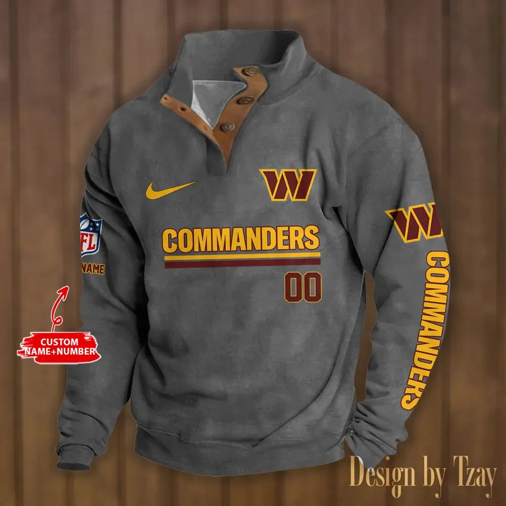 Washington Commanders Premium Stand-Collar Game-Day Pullover - Engineered Warmth & Personalized Name S9DBSCH096